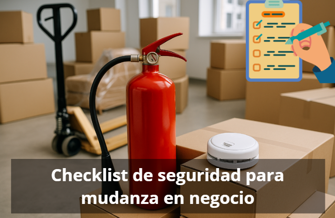 Checklist de seguridad para mudanza en negocio: extintor CO₂ + detector humos
